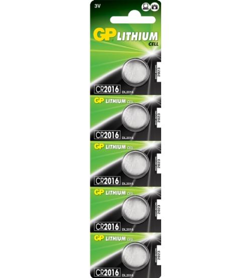 GP Batteries CR2016-C5 3V Lithium Coin Cells Carded 5